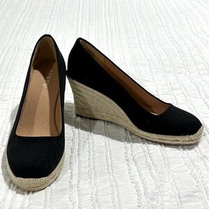 J. Crew Factory Black Espadrille Wedges NEW Sz 6.5